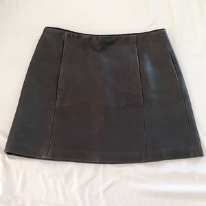 ALC Black Leather Mini Skirt with Pockets